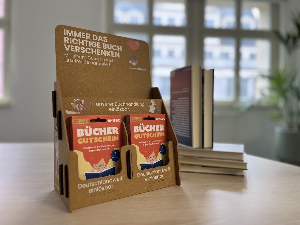 Verkaufsdisplay für den Büchergutschein